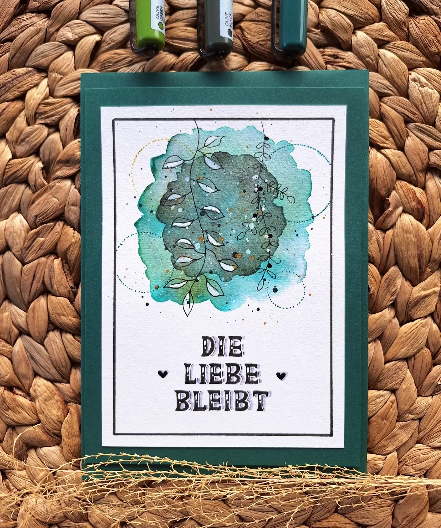 Trauerkarte "Die Liebe bleibt" - dunkelgrün