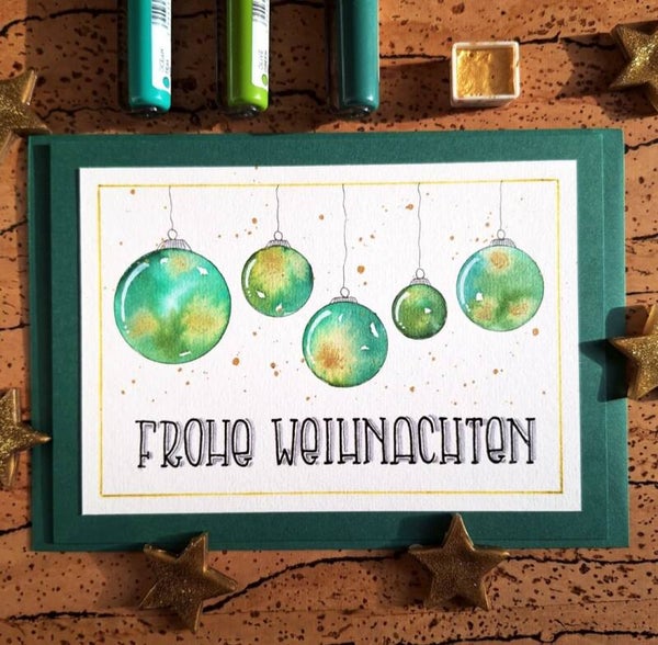 Frohe Weihnachten - Kugeln dunkelgrün