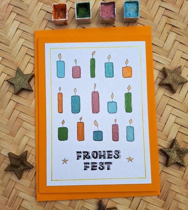 Frohes Fest - Kerzen orange