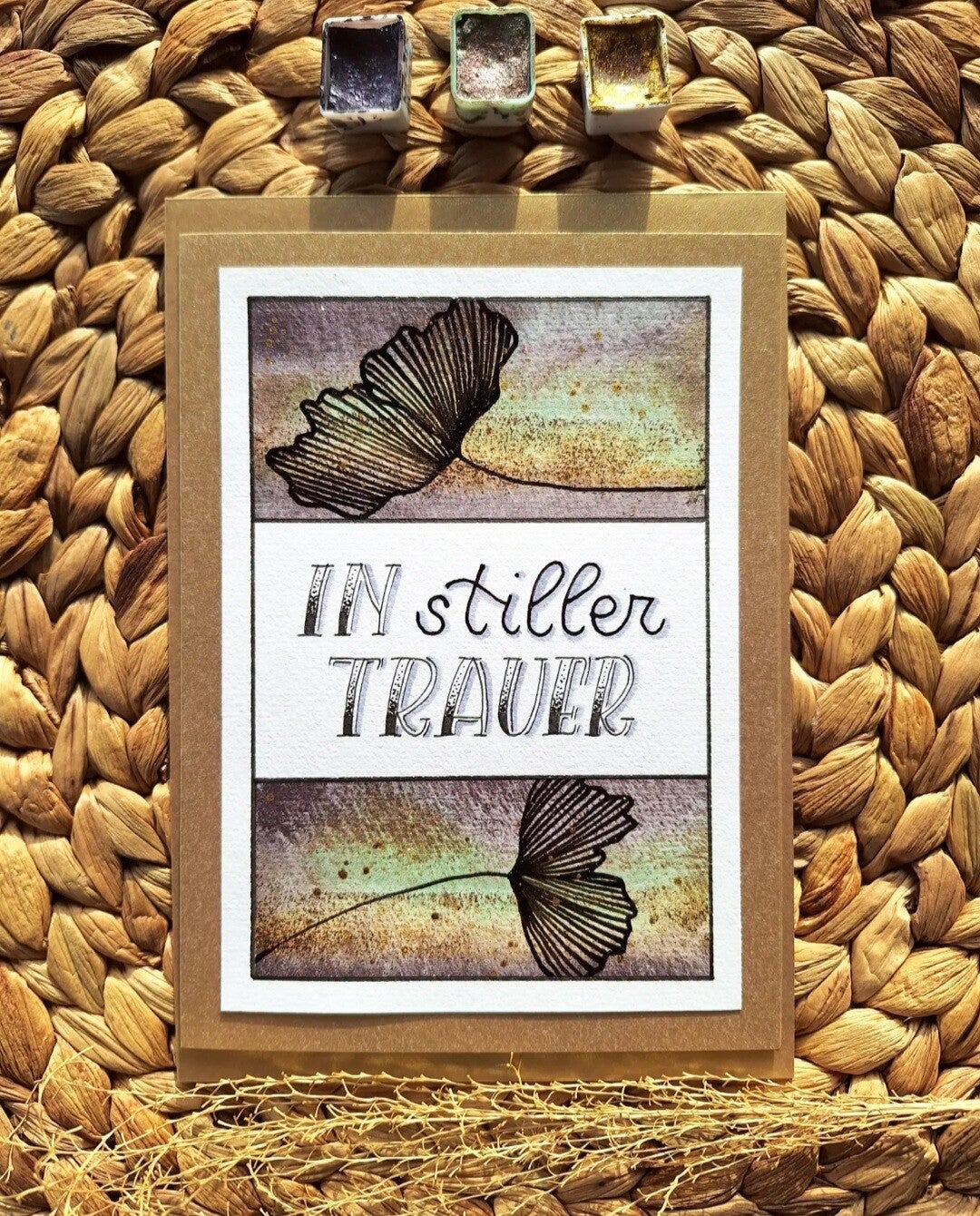 Trauerkarte "In stiller Trauer" - gold