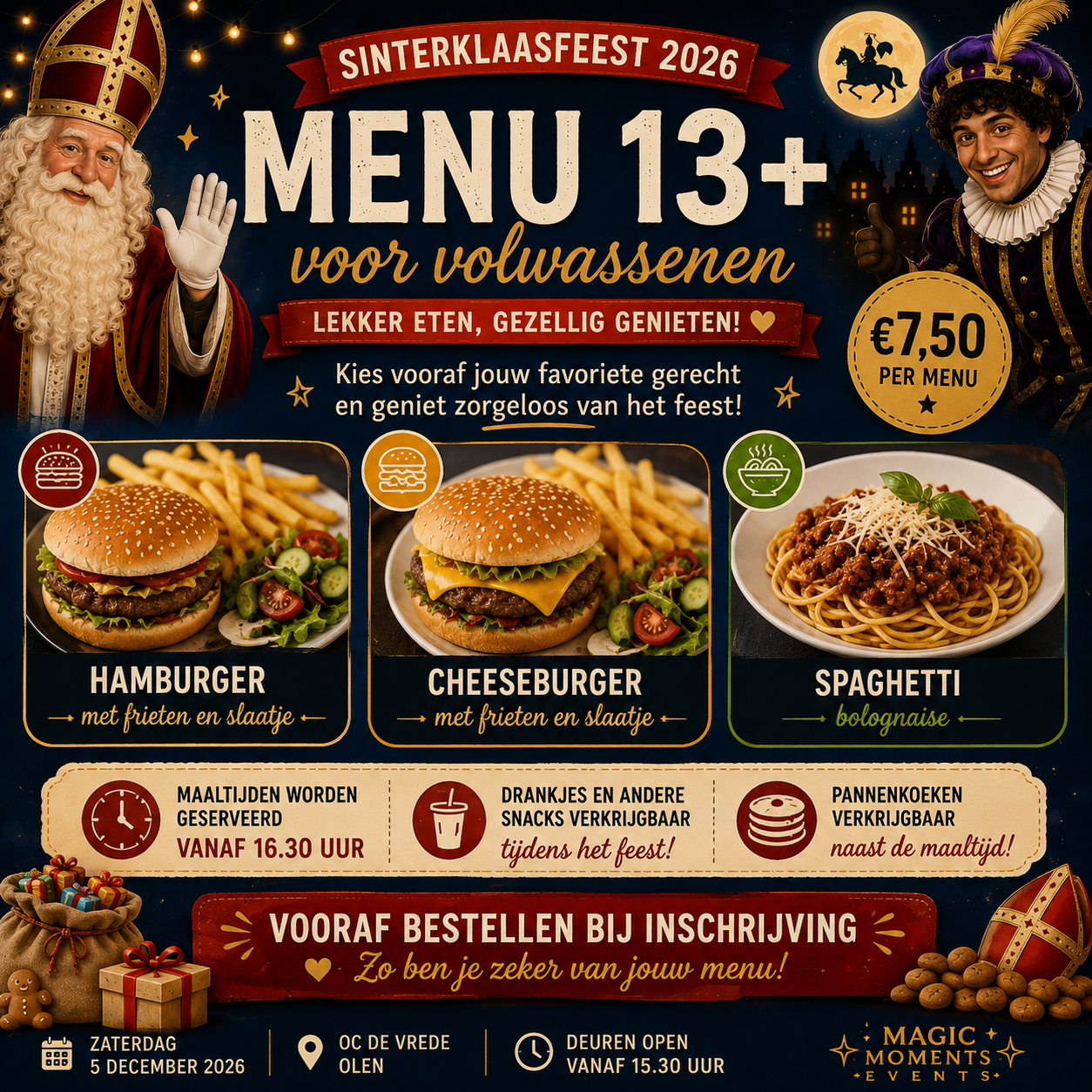 🍔 Volwassene Menu Sinterklaasfeest 2026