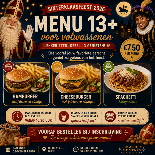 🍔 Volwassene Menu Sinterklaasfeest 2026