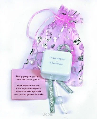 Muziekdoosje ik ga slapen met roze zakje