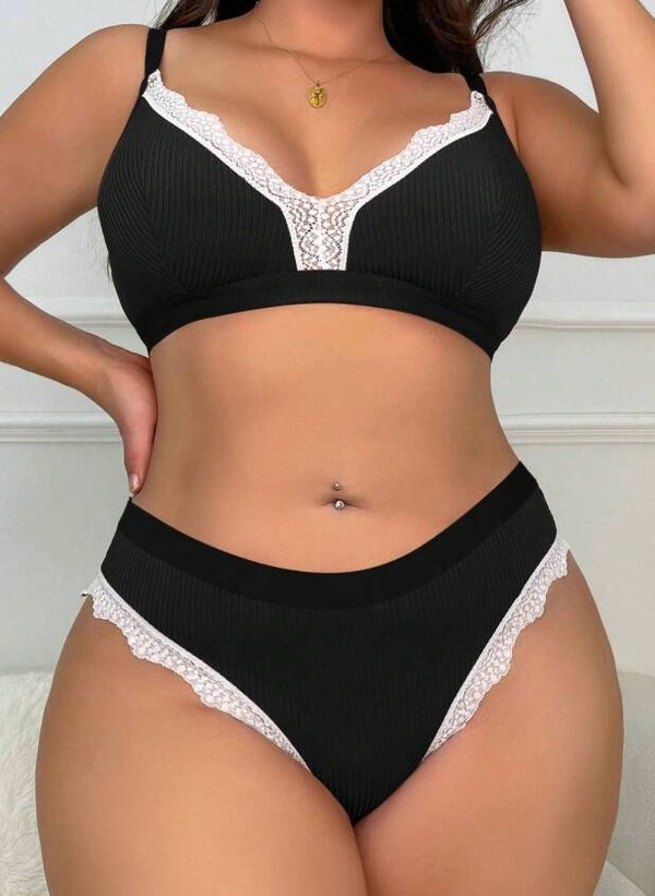 Damen Wäsche Set, modisch & bequem Spitzen Patchwork