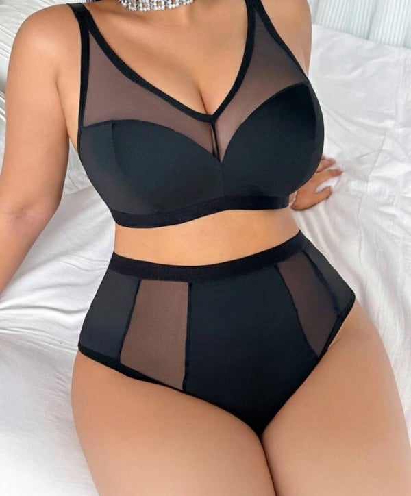 Damen Wäsche Set Mesh in Schwarz