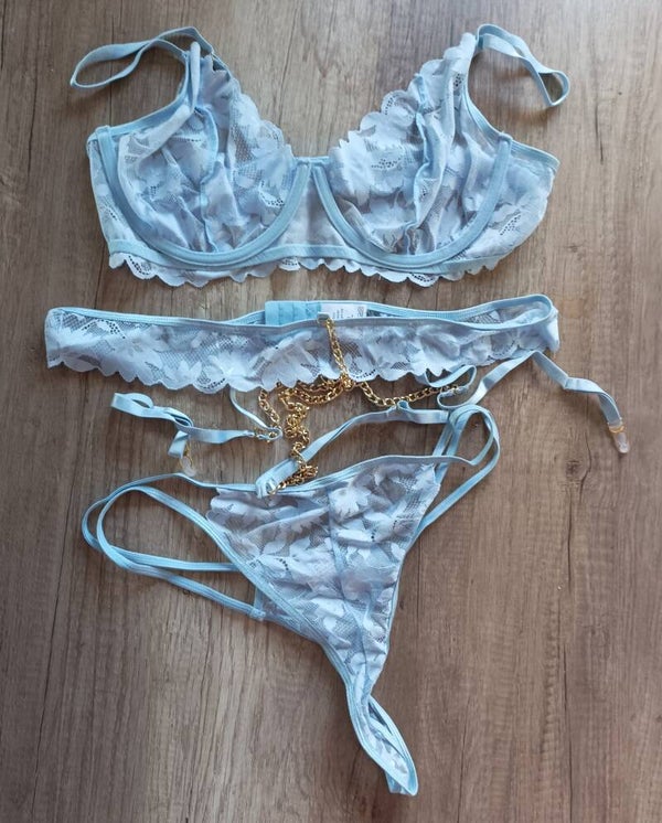 Sexy Damen Dessous Set Hellblau in 2XL