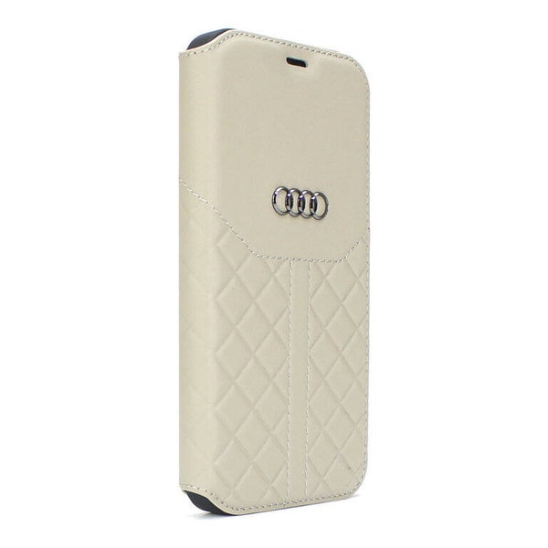 Audi hoesje - Beige - iPhone 12 Mini - Book Case - Q8 Serie - Genuine Leather