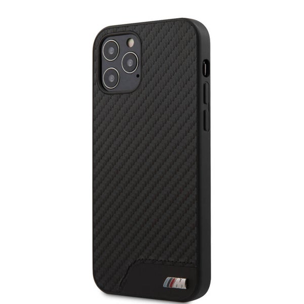BMW Apple iPhone 12 / 12 Pro zwart Backcover hoesje - Carbon