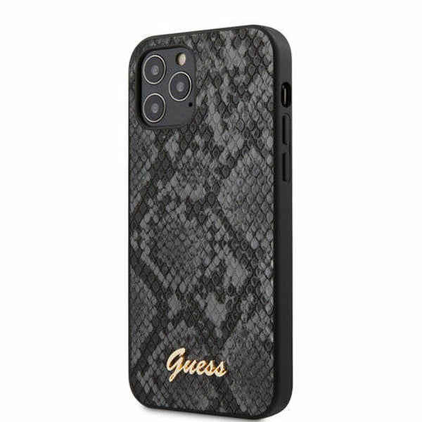 Guess Apple iPhone 12 / 12 Pro zwart Backcover hoesje - Python
