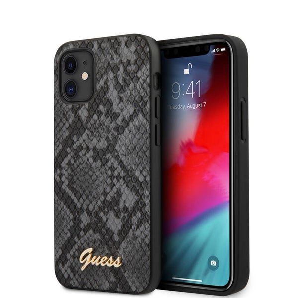 Guess Apple iPhone 12 Mini zwart Backcover hoesje - Python