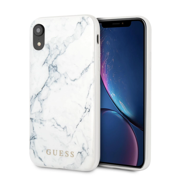 Guess Apple iPhone 7-8 Plus Wit Backcover hoesje - Marble