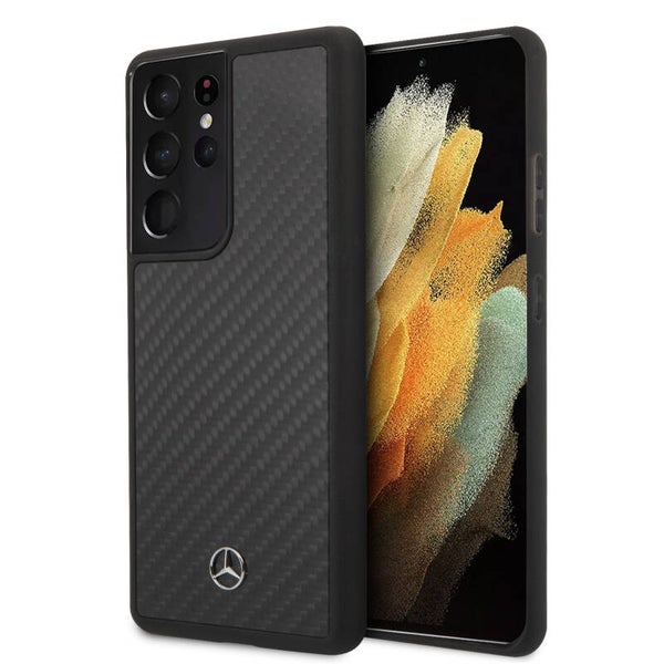 Mercedes-Benz Samsung Galaxy S21 Ultra Zwart Backcover hoesje - Carbon Fiber