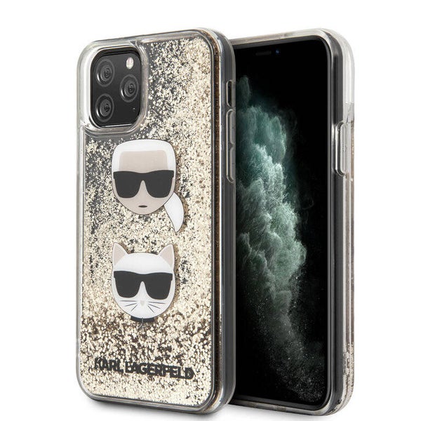 Karl Lagerfeld Apple iPhone 11 Pro Goud Backcover hoesje - Liquid Glitter
