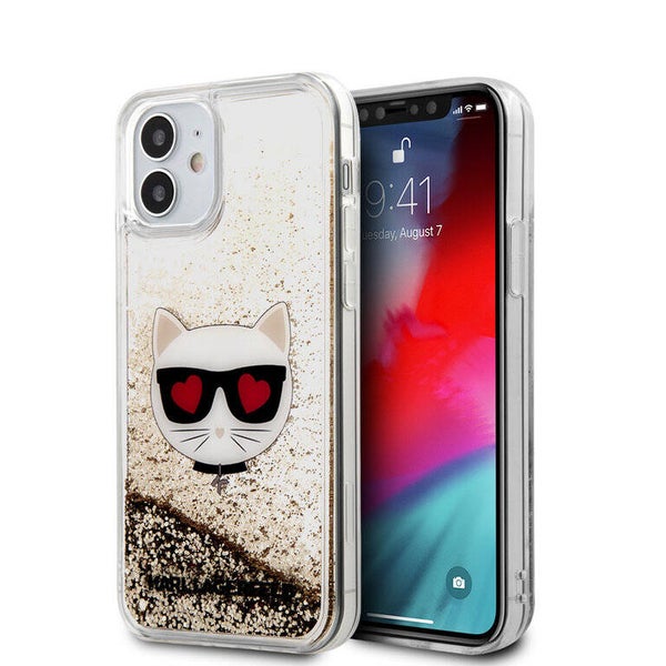 Karl Lagerfeld Apple iPhone 12 Mini Goud Backcover hoesje - Liquid Glitter