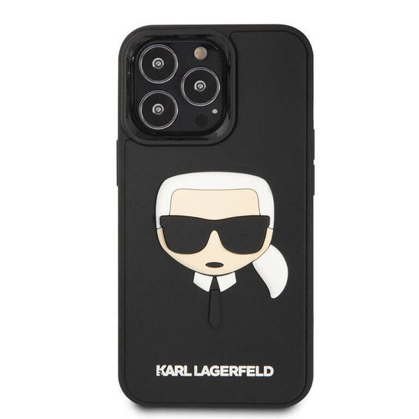 Karl Lagerfeld iPhone 13 Hardcase Backcover hoesje - 3D Rubber Karls Head - Zwart