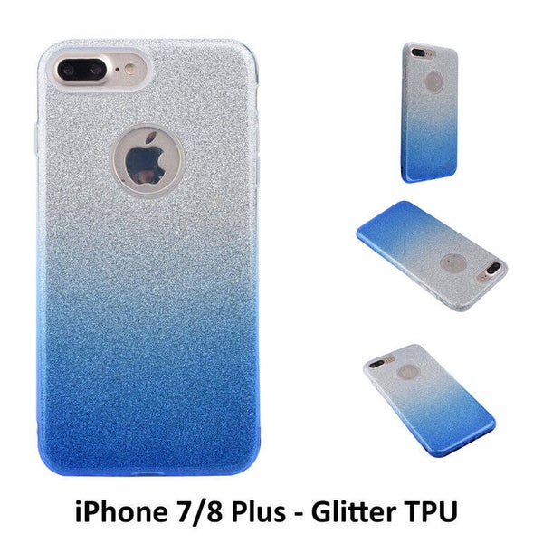 Kleurovergang Blauw Glitter TPU Achterkant voor Apple iPhone 7-8 Plus -Zacht en duurzaam - TPU