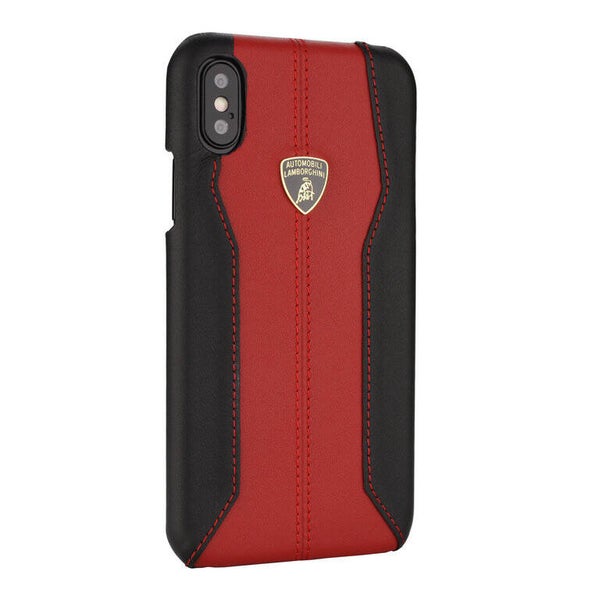 Apple iPhone X-Xs D1 Serie Rood Lamborghini backcover hoesje - Genuine Leather - Echt leer