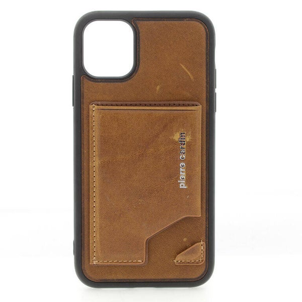 Pierre Cardin Apple iPhone 11 Pro Max Bruin Backcover hoesje Genuine leather