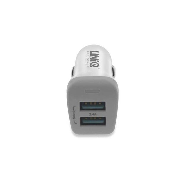 Autolader Dual USB port 2.4A - UNIQ Accessory Snellader - Wit