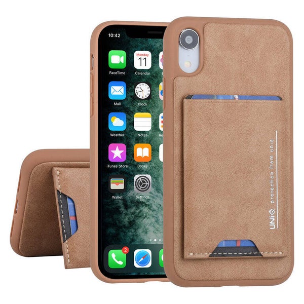 UNIQ Accessory Apple iPhone XR Bruin Backcover hoesje Pasjeshouder