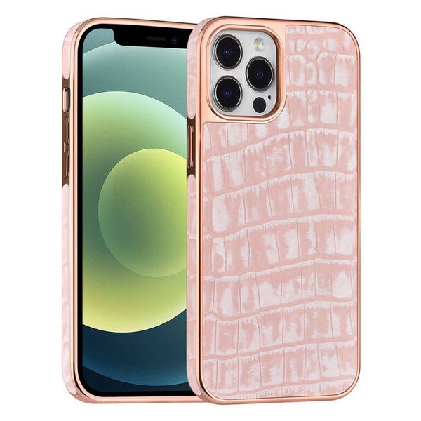 UNIQ Accessory iPhone 12 Pro Max Backcover hoesje - Croco Leather Roze