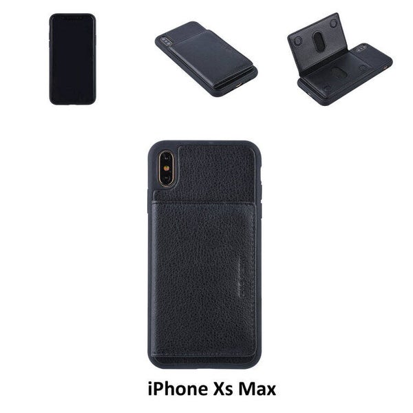 UNIQ Accessory iPhone Xs Max Kunstleer Backcover hoesje - Zwart