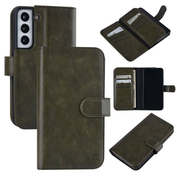 UNIQ Accessory Samsung Galaxy S22 Book Case hoesje - Pasjeshouder voor 9 pasjes - Magneetsluiting - DonkerGroen