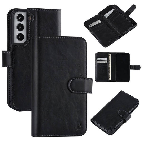 UNIQ Accessory Samsung Galaxy S22 Book Case hoesje - Pasjeshouder voor 9 pasjes - Magneetsluiting - Zwart
