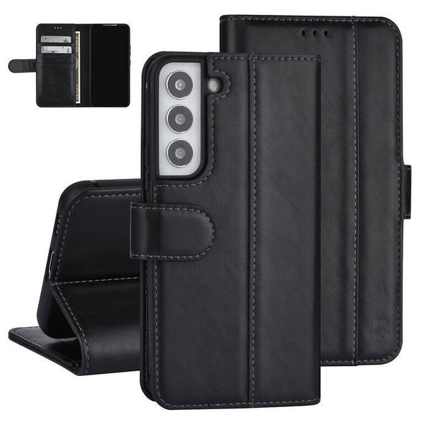 UNIQ Accessory Samsung Galaxy S22 Book Case hoesje - Pasjeshouder voor 3 pasjes - Magneetsluiting - Zwart