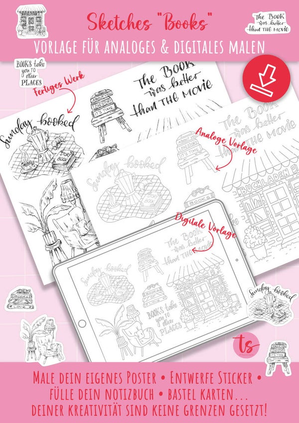 Malvorlage Sketch Books für analoges & digitales malen