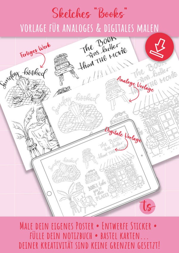 Malvorlage Sketch Books analog & digitales malen