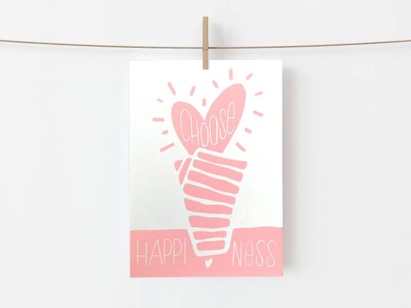 Original Linoldruck Choose happiness