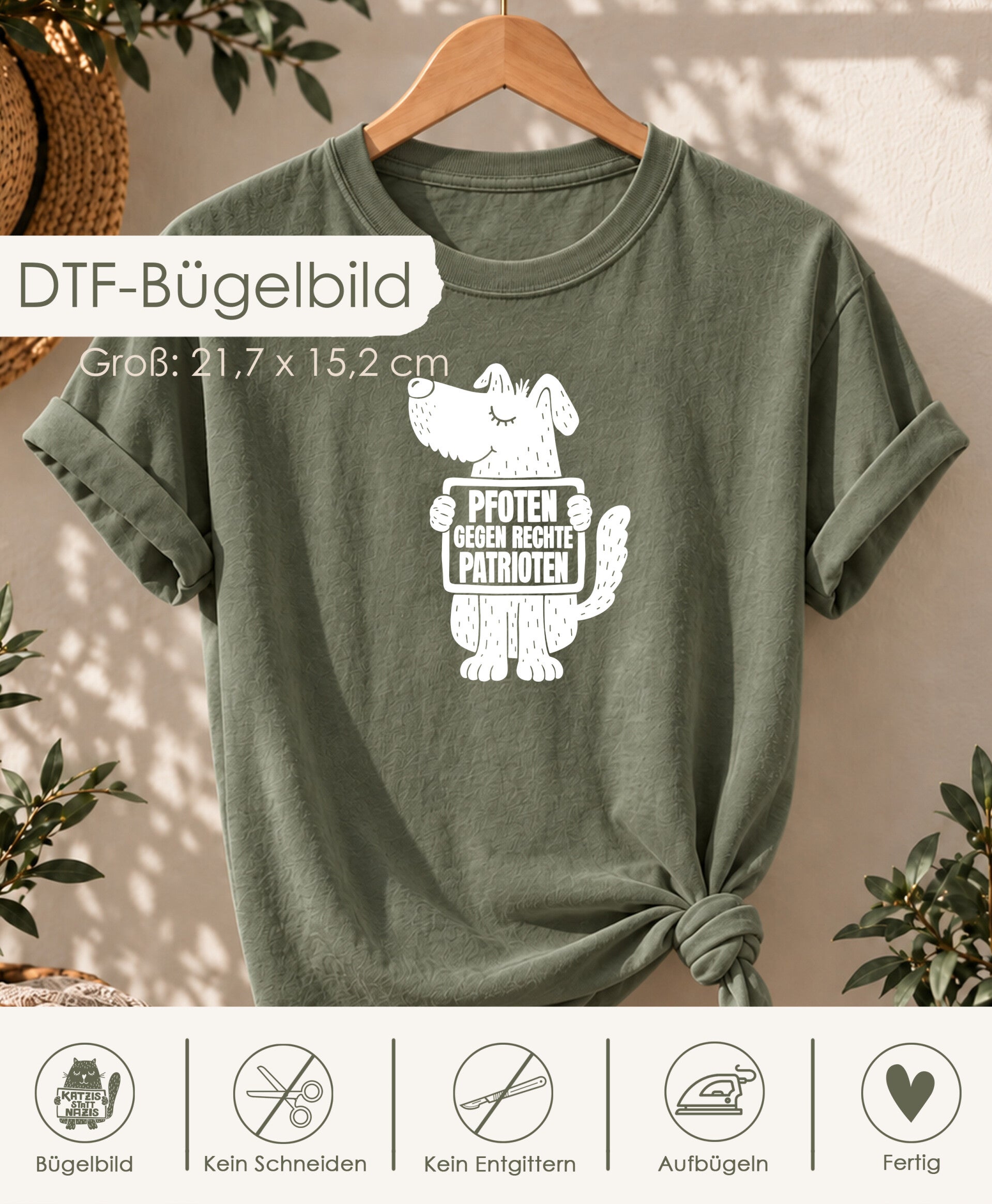 DTF-Bügelbild - Hund "Pfoten gegen..." - Groß - weiß