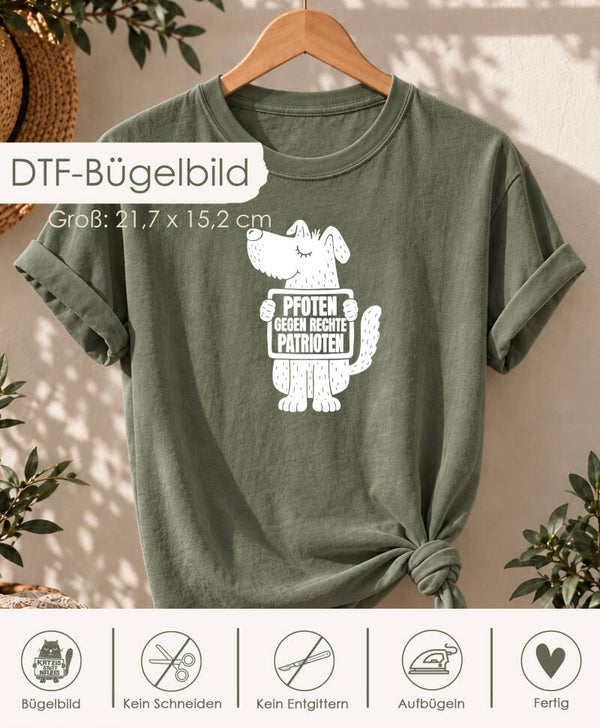 DTF-Bügelbild - Hund "Pfoten gegen..." - Groß - weiß