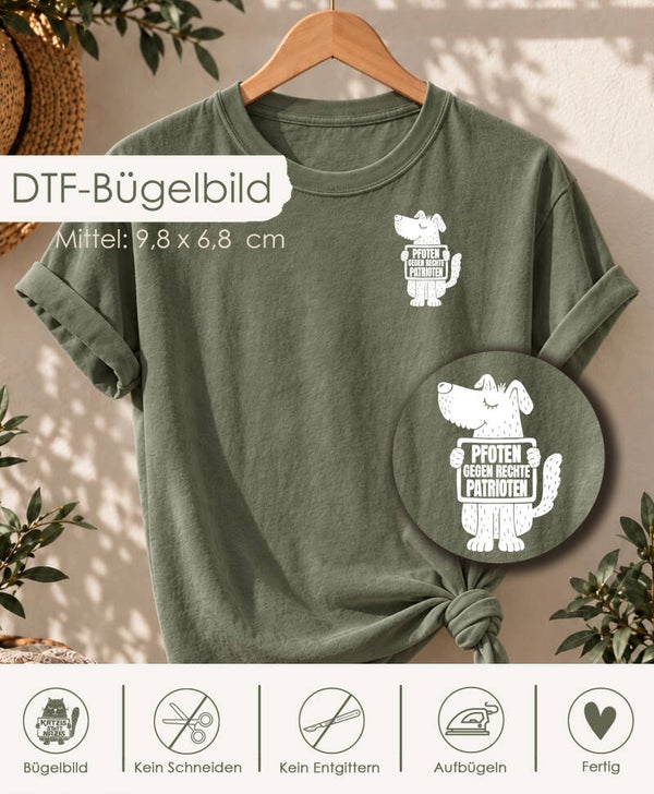DTF-Bügelbild - Hund "Pfoten gegen..." - Mittel - weiß