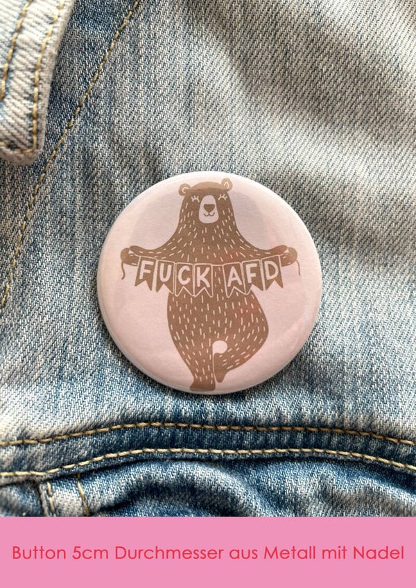 "Bär F*CK AFD" - beige Button