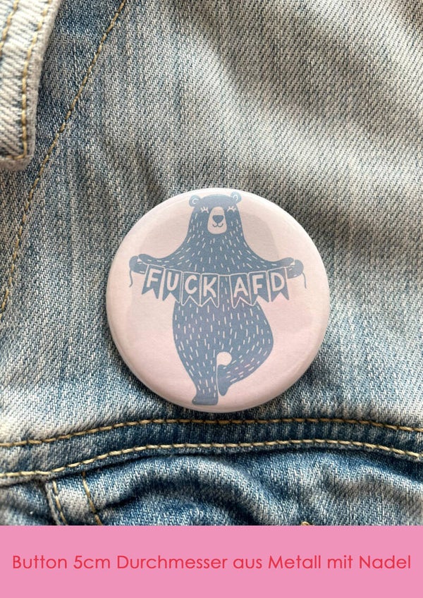 "Bär F*CK AFD" - blau Button