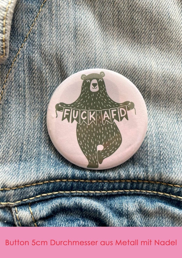 "Bär F*CK AFD" - grün Button