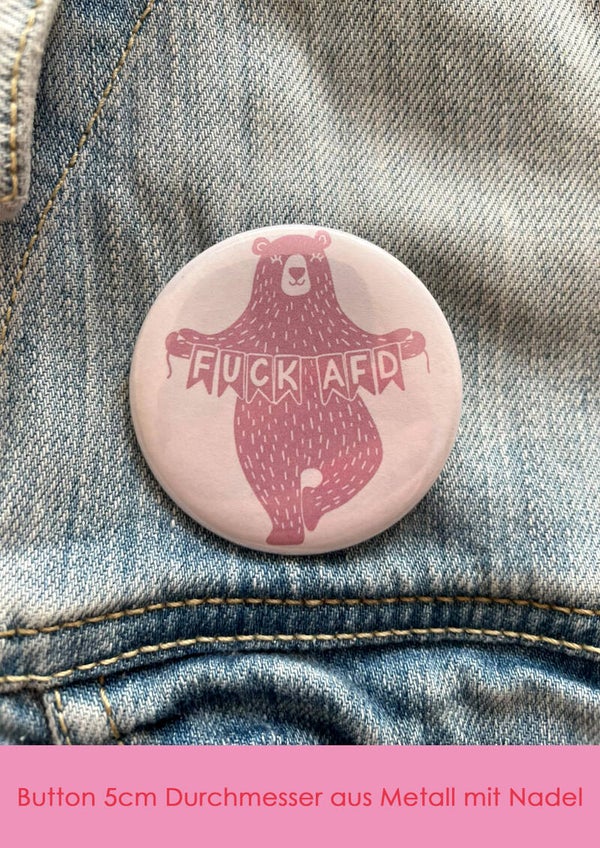 "Bär F*CK AFD" - rosa Button