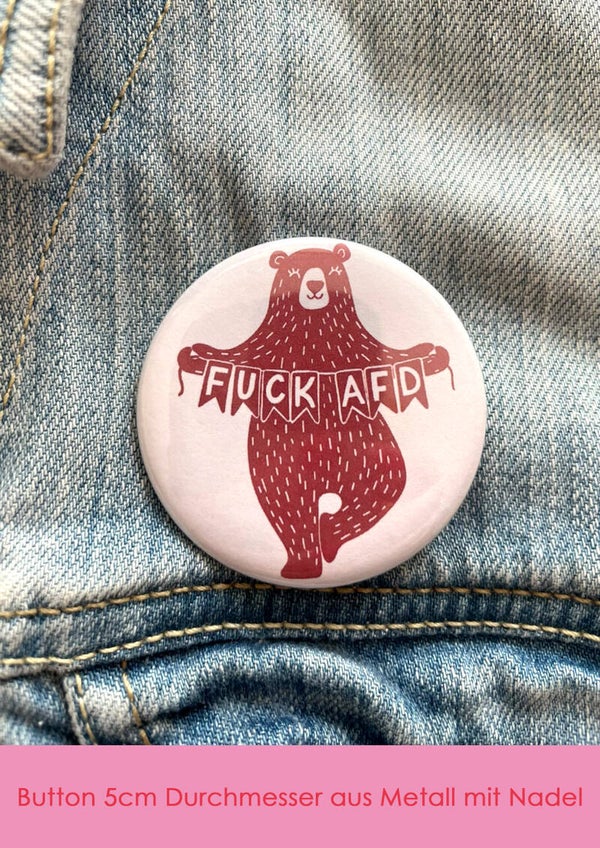 "Bär F*CK AFD" - rot Button
