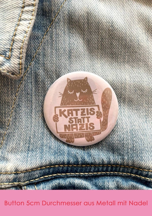 "Katzis statt Nazis" beige - Button