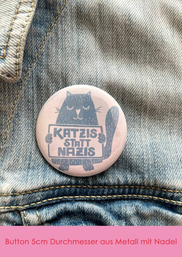 "Katzis statt Nazis" blau - Button