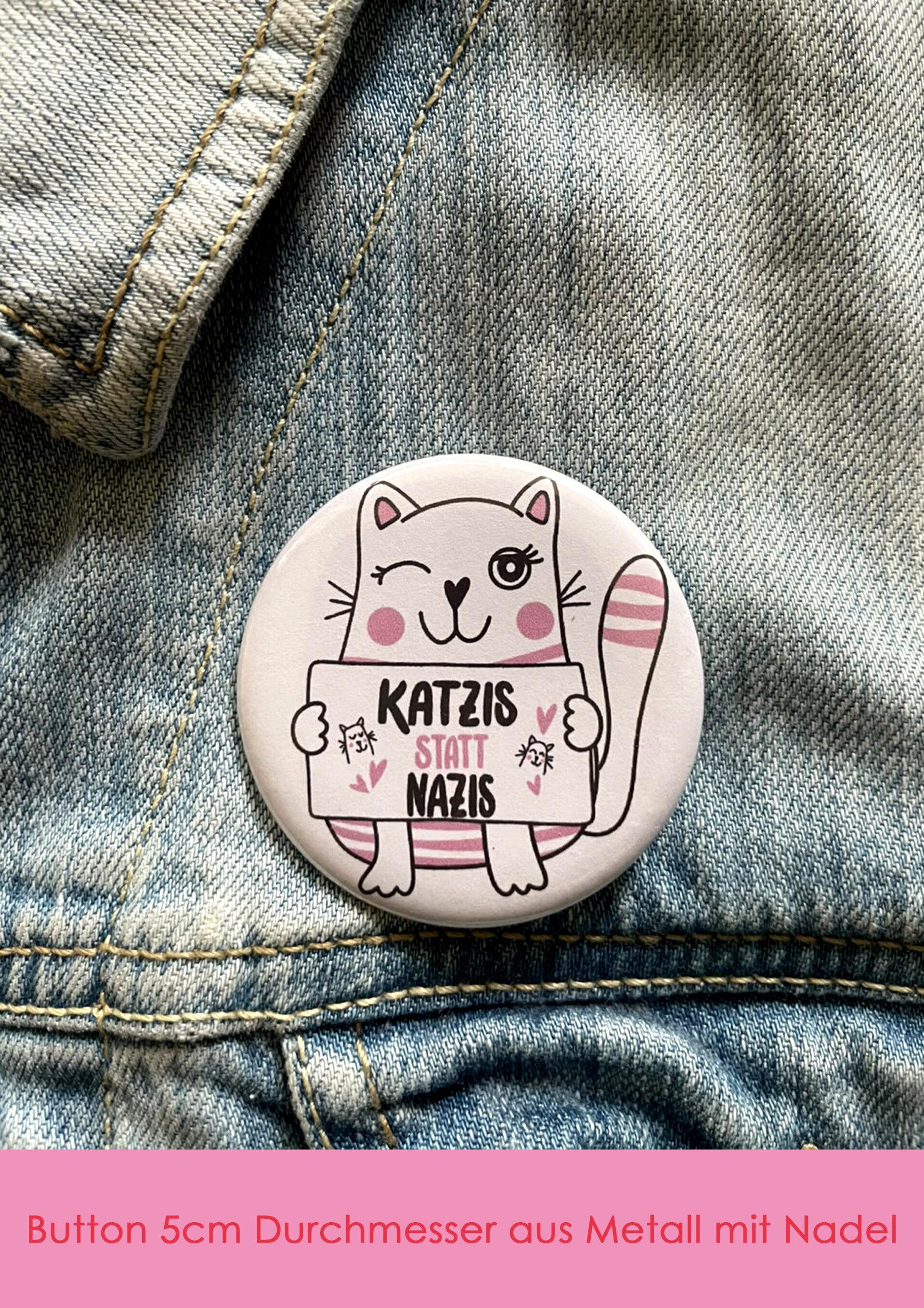 "Katzis statt Nazis" - bunt Button