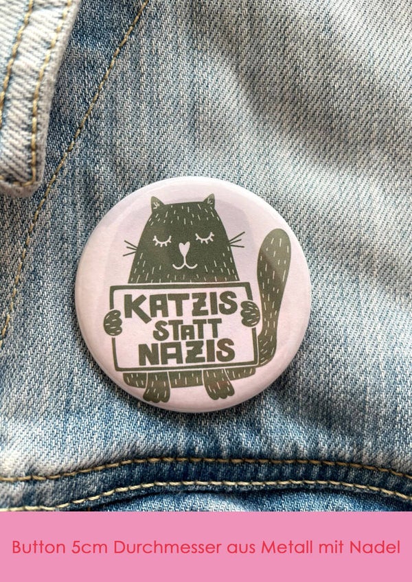 "Katzis statt Nazis" grün - Button