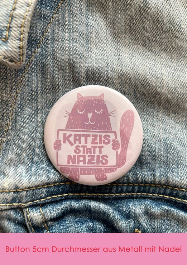 "Katzis statt Nazis" rosa - Button