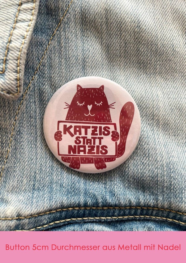 "Katzis statt Nazis" rot  - Button