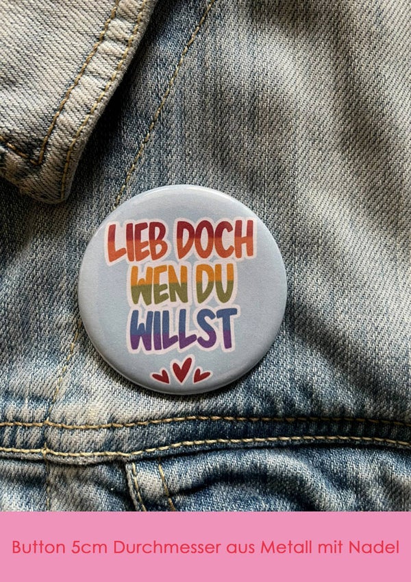 "Lieb doch wen du willst" Rainbow blau - Button