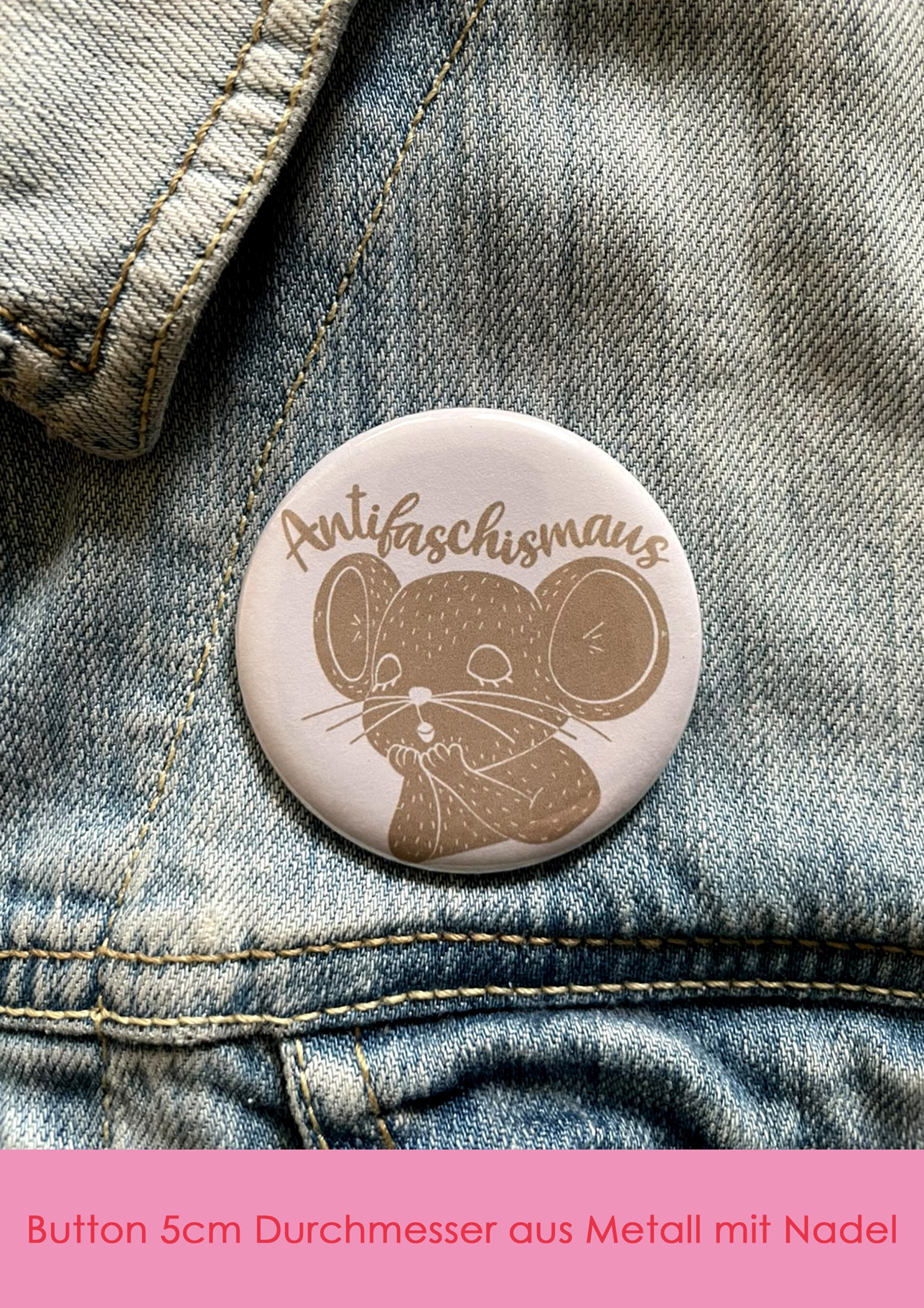 "Antifaschism(a)us" Button beige