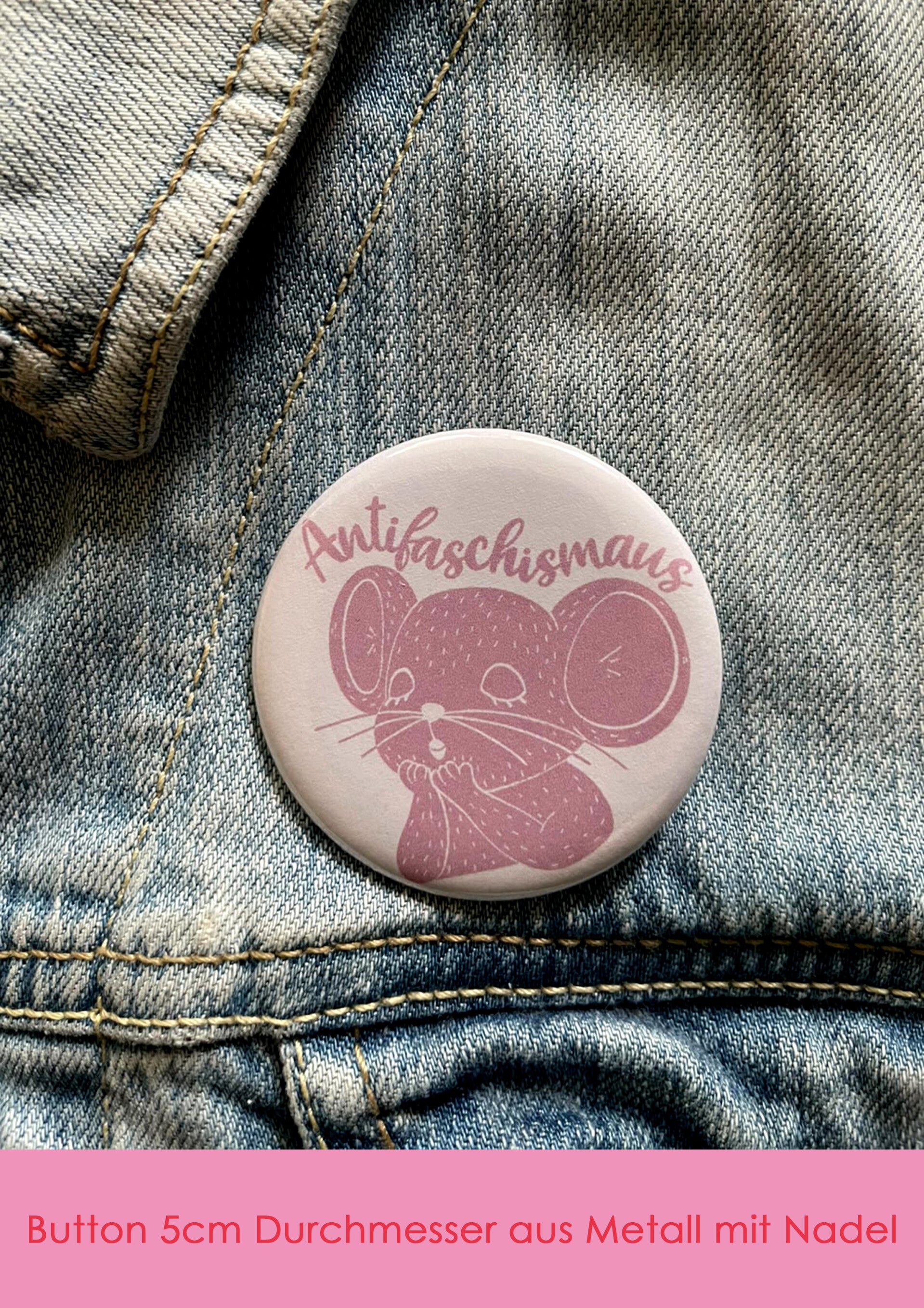 "Antifaschism(a)us" Button rosa