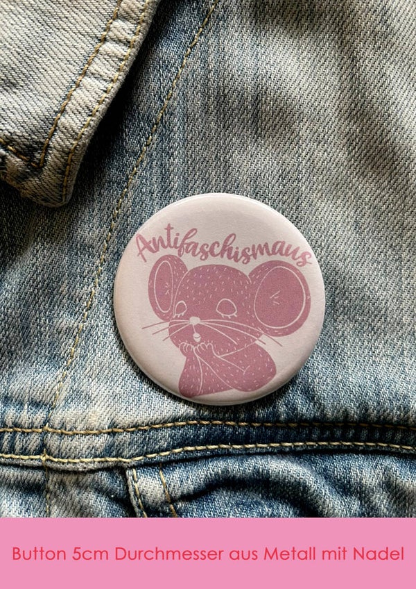 "Antifaschism(a)us" Button rosa